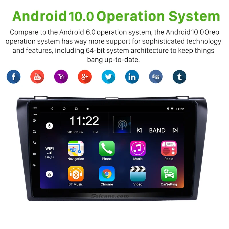 Автомагнитола Seicane 9 дюймов Android 10 0 API 29 GPS навигация автомобильный радиоплеер