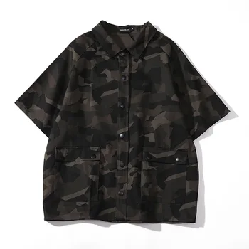 

Men's Tide 2020 Summer New Military Style Tooling Camouflage Men's Short-sleeved Shirt Shirt Wholesale