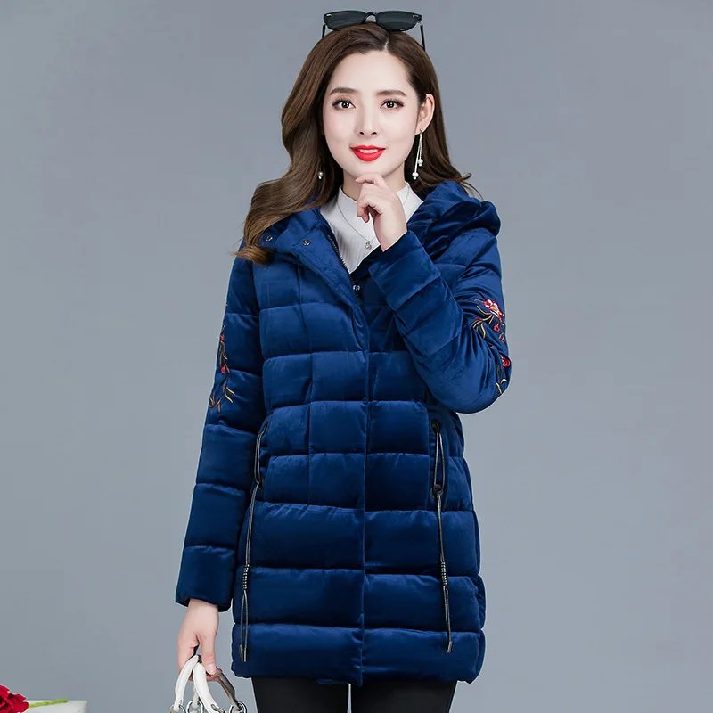 

Warm Fashion Cotton Coat 2019 Winter New Style Korean-style Mid-length Slim Fit Slimming Simple Trend Cotton-padded Clothes