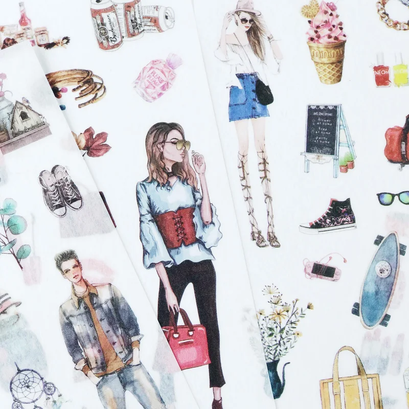 6 Sheet /Pack Fashion Model Girls & Boys Paper Stickers DIY Decorative Sealing Paste Stick Label afbeelding