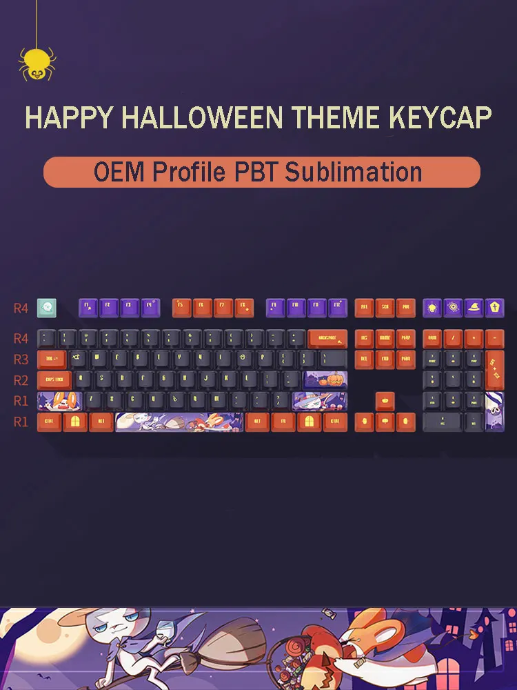 PBT Halloween theme keycap OEM/Cherry Profile Sublimation Mechanical Keyboard Key Cap pc keyboard Keyboards