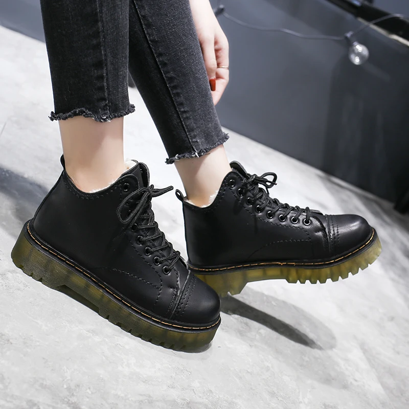 2019 Winter New Women Martin Boots Comfortable Non-slip Keep Warm Oxford Sole Plush Snow Boots Lace-up Round Toe Ankle Boots 2019 Winter New Women Martin Boots Comfortable Non-slip Keep Warm Oxford Sole Plush Snow Boots Lace-up Round Toe Ankle Boots
