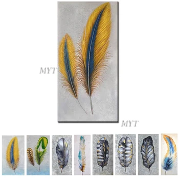 

2020 Top Fashion Beautiful Feathers Of Different Colors Abstract Oil Painting Wall Art Home Decor Picture On Canvas Frameless