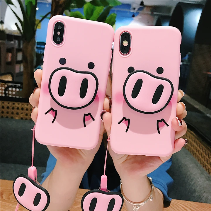

Ins cartoon powder pig For Samsung galaxy A6 7 2018 phone case A30 40 50 60 70 80 lanyard drop mobile phone case M10