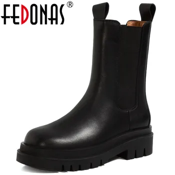 

FEDONAS Platform Winter Boots Winter Shoes Women Warm Cross Tied Chunky Heels Shoes Woman Heels Working Office Ankle Boots