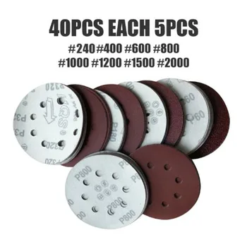

4PCS 5inch 125mm 8 Hole Sanding Discs Round Polishing Sandpaper 240-2000 Grit Sandpaper Eight Hole Disk Sand Sheets Grit
