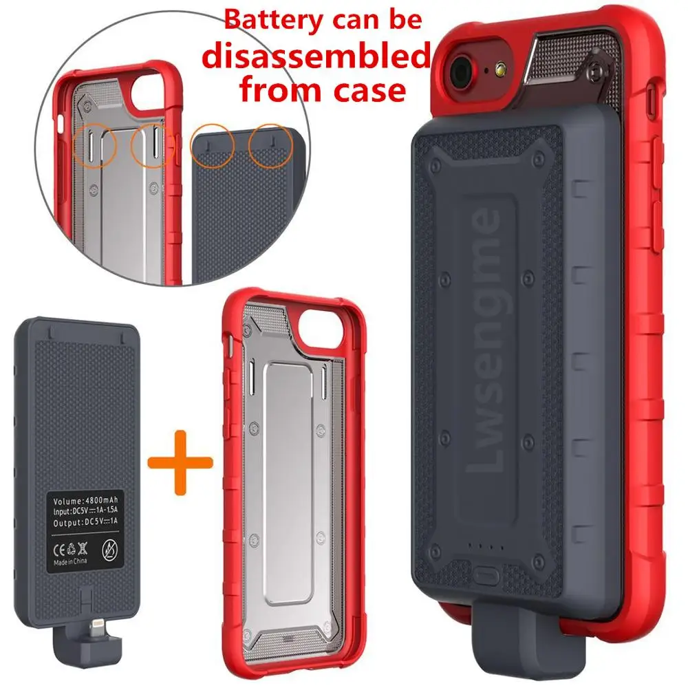 Portable Charging Case with 4800mAh Detachable Battery For iPhone 8/7/6/6s(4.7 inches