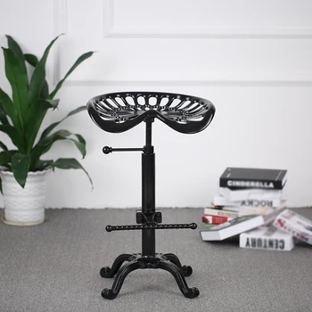 

Home Dining Chair Industrial Style Cast Iron Tractor Seat Bar Stool Morden Adjustable Height Swivel Metal Barstool Chair