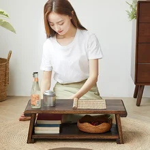 Petite Table basse japonaise en bois massif, pliante, pour la maison, le balcon, la baie vitrée, petite Table basse