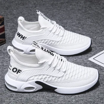 

2020 Spring New Model Men's Shoes Men's Sports Footwear Breathable Flying Woven All-match Student Air Cushion Running Shoes