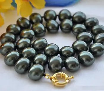 

Free shipping NICE 17" 13x15mm egg black SOUTH SEA SHELL PEARL NECKLACE NEW