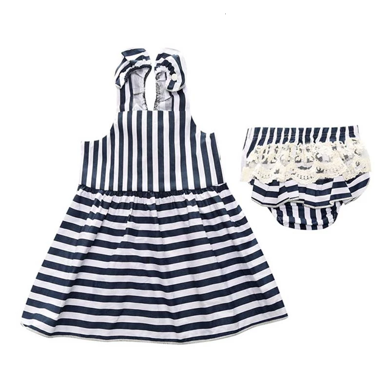 

Lolita Style Striped Mini Girl Tutu Princess Dress Matching Shorts 2-piece Sets Party Kids Clothes Lace Dresses For Girls 1-3T
