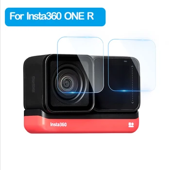 

2set/lot HD 9H tempered glass film (1pcs lens + 1pcs screen film) lens protector for Insta360 ONE R 4k action camra accessories