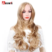 AOSIWIG длинные волнистые парики для женщин светильник Желтый косплей парик термостойкие синтетические Натуральные Искусственные парики