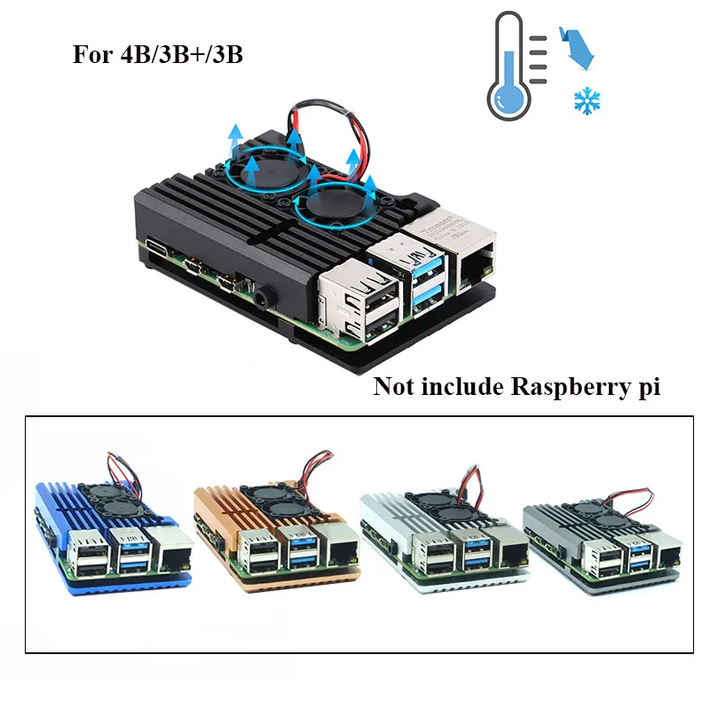 Aluminum-Alloy-Case Raspberry Pi Heat-Sinks CNC Metal with for 4B/3B /3B 4-Model 5-Color