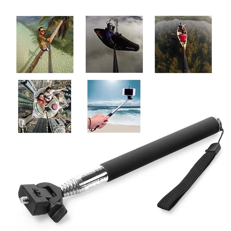 gopro Телескопический Алюминий Телескопический ручной монопод для селфи с креплением Адаптер для GoPro Hero 1/2/3 Камера