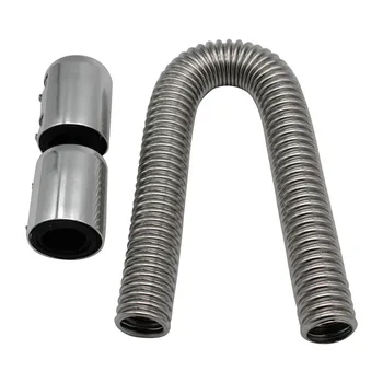 

Upper/Lower Cooling hose Radiator Hose Kit Stainless Steel with Chrome Caps Length 24 inch Diameter 1.625 inch Flexible