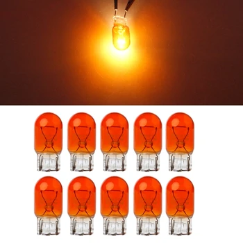 

10x T20 Glass DRL Turn Signal Stop Brake Tail Light Bulb Amber Light U90C