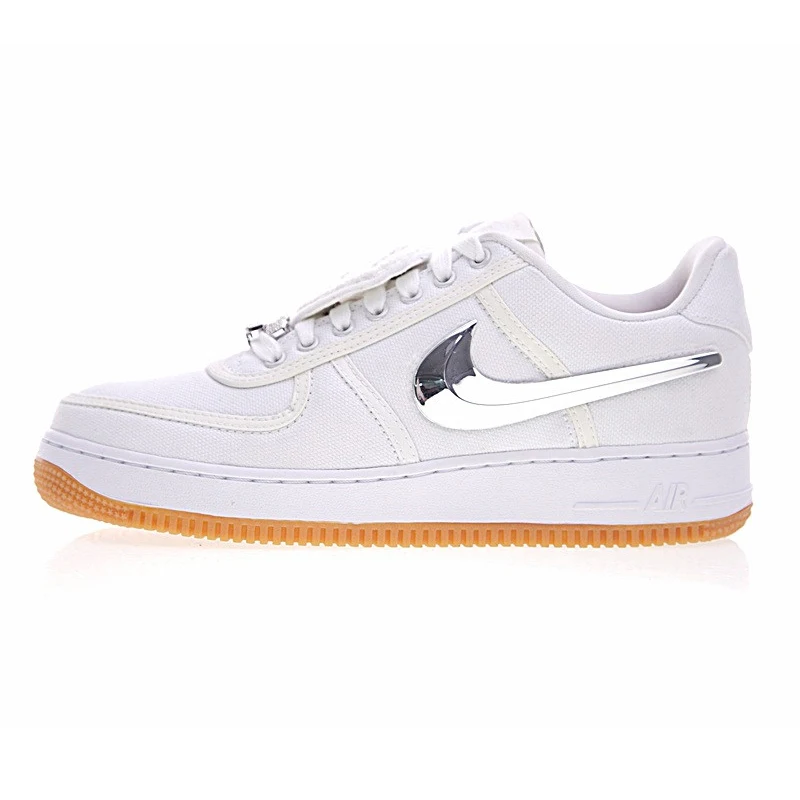 Nike Air Force 1 Low принтом Трэвиса Скотта, Для женщин Скейтбординг обувь Для женщин на открытом воздухе кроссовки удобная обувь, белый, Цвет AQ4211-100 - Цвет: Слоновая кость