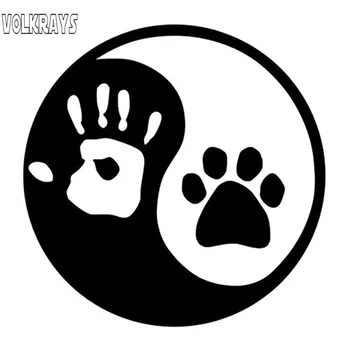 

Volkrays Personality Car Sticker Yin and Yang Cat Dog Footprints Palm Print Accessories Reflective Sunscreen Viny Decal,9cm*9cm