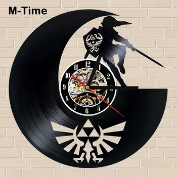 

Antique Vinyl Record Wall Clock The Legend of Zelda Game Theme Classic CD Clocks Wall Watch Home Decorwith 7 LED Color Change