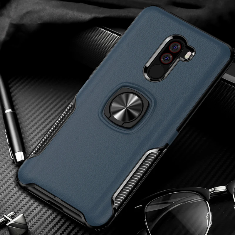 molle phone pouch Shockproof Armor Case For Xiaomi POCOPHONE F1 Metal Finger Ring Holder Stand Magnet Bracket Back Cover Xiaomi POCOPHONE F1 Cases arm pouch for phone