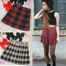 Корейская Высокая талия Женская плиссированная юбка консервативный Стиль A ine короткие форменные юбки школьная уличная шотландская клетчатая юбка для девочек