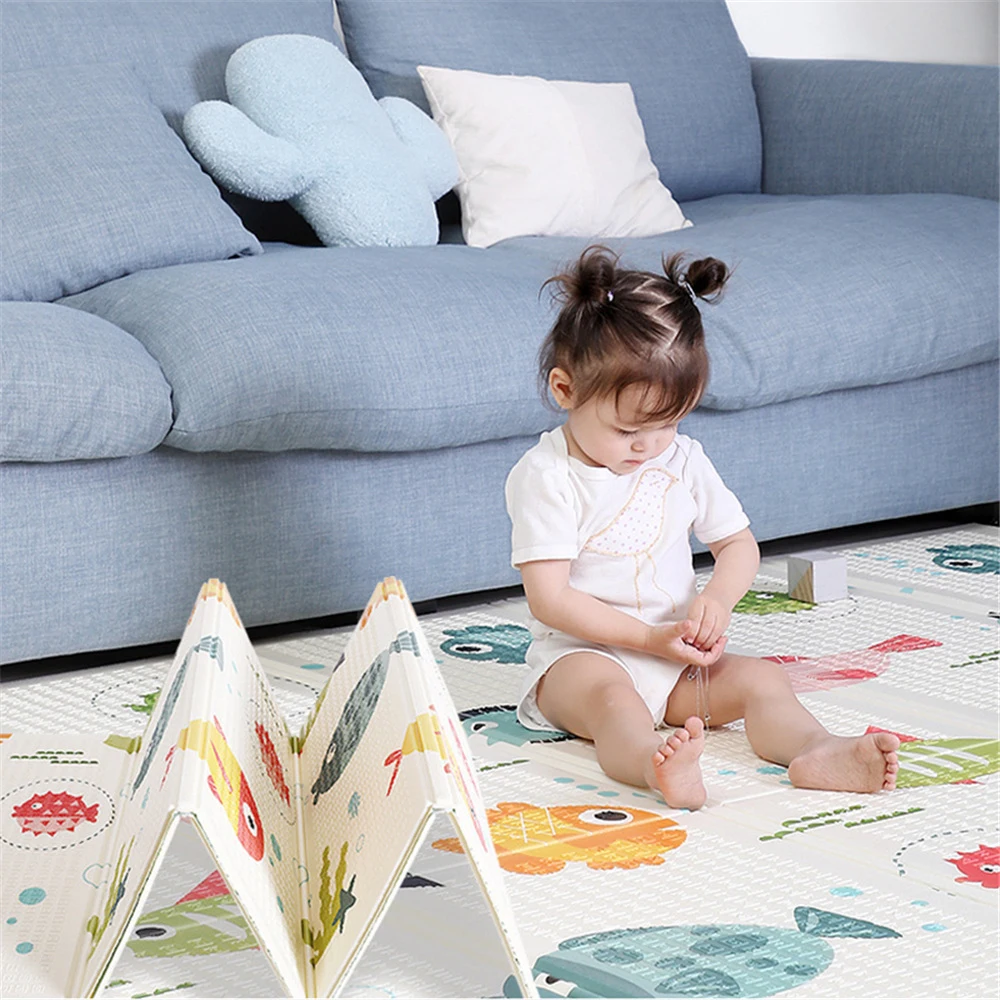 

Baby Play Mat 180*200*1 Cm Crawling Mat Double Surface Baby Carpet Rug Water-Resistant Game Pad Xpe Crawling Mat Fish+word J71