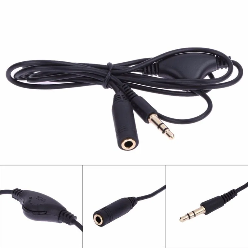 

1M 3.5mm Male to Female Earphone Audio Extension Exteneder Cable Volume Control