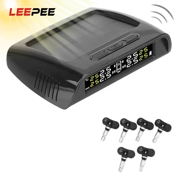 

LEEPEE High Temperature Truck Trailers RVs Campers Car Tire Pressure Monitor System with 6 sensor USB Solar Charging TPMS