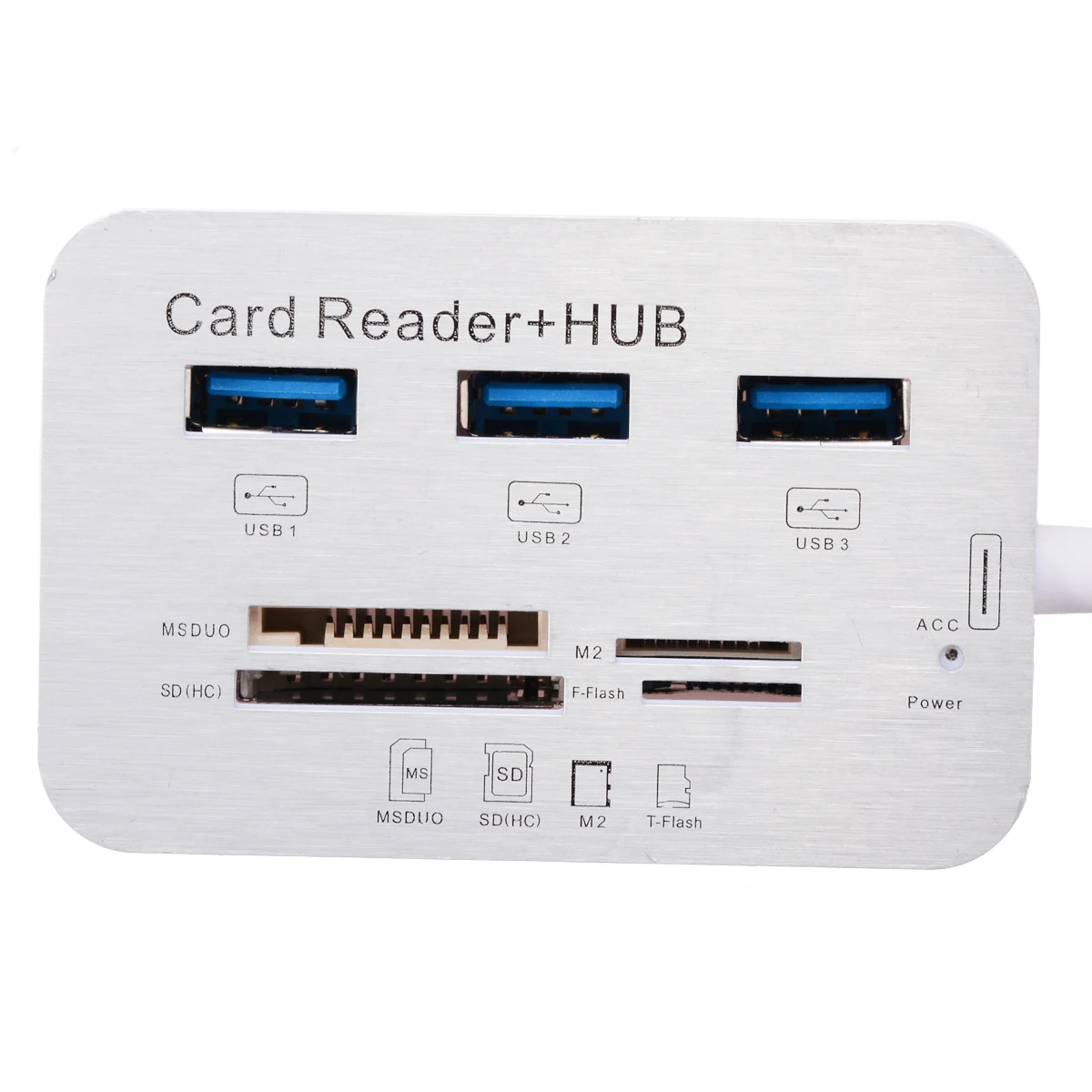 New Aluminum Portable USB 3 0 3 Port Hub With MS SD M2 TF Multi In 5