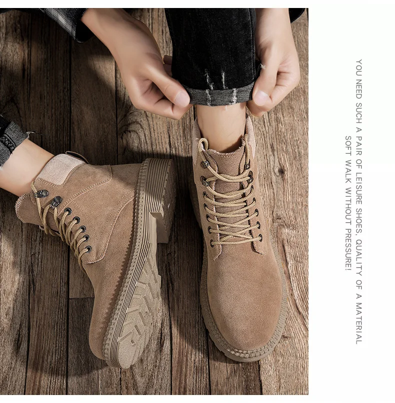 Men's high-top Martin boots classic men's shoes outdoor tooling shoes weaving laces inside breathable wear-resistant outsole