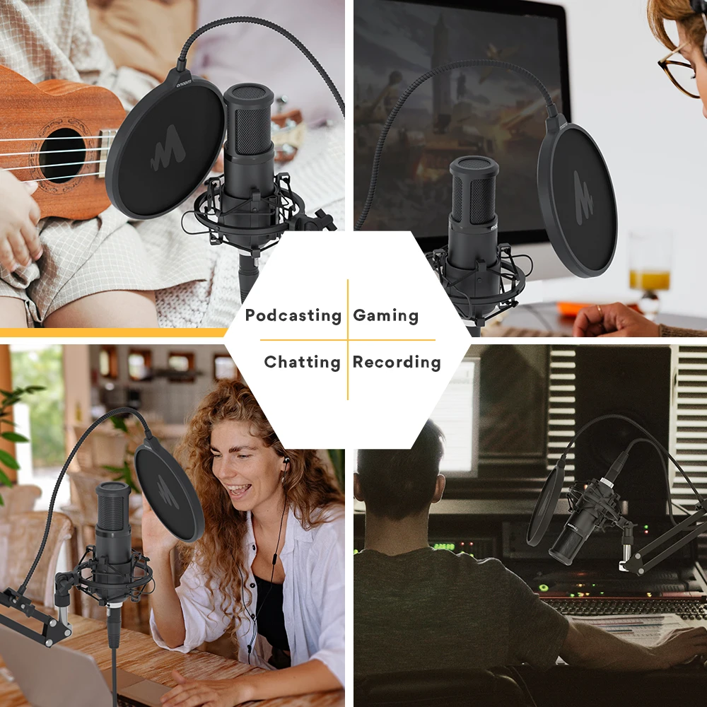 Mic para Streaming de Voz sobre Casa-estúdio Maono Condensador Microfone Kit Profissional Cardióide Vocal Studio Gravação Pm320s Xlr - Image 2