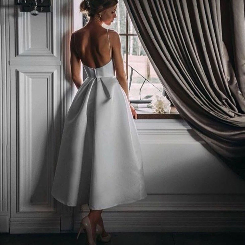 Ivory short plus size satin prom party evening dresses vestido de noiva sereia gown robe de soiree frock 2020 pleat spaghetti