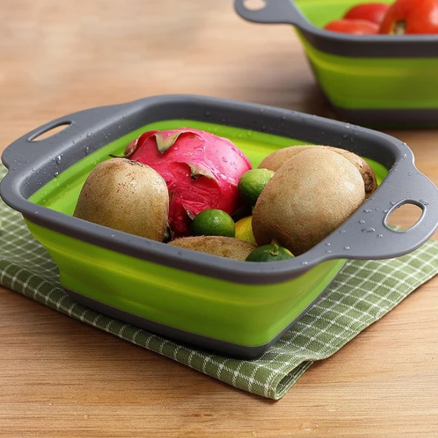 Colander Dish Drainer Foldable Strainer Fruit Vegetable Washing Basket 3