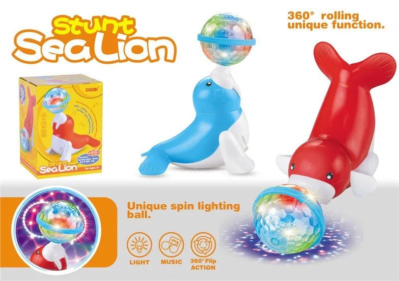 

Fantasy Billiard Ball Light Sea Lions 360-Degree Flipping Electric Dancing Universal Sea Lions Light And Sound Sea Lions Toy