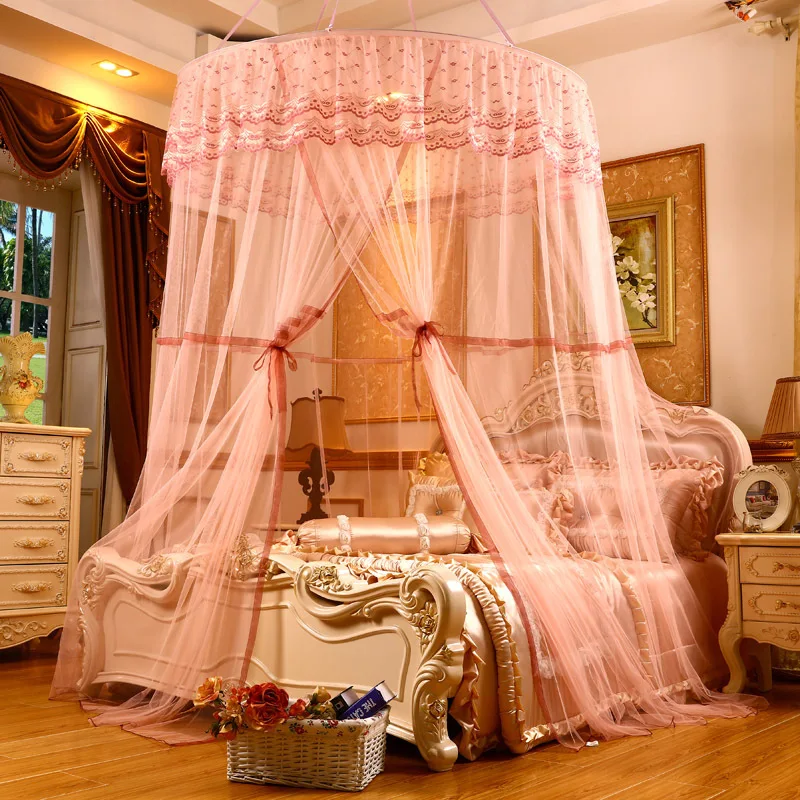 

Hanging nets, high ceiling, high density Ceiling lace princess dome floor mosquito net large dome Bed net Wedding bed decoration