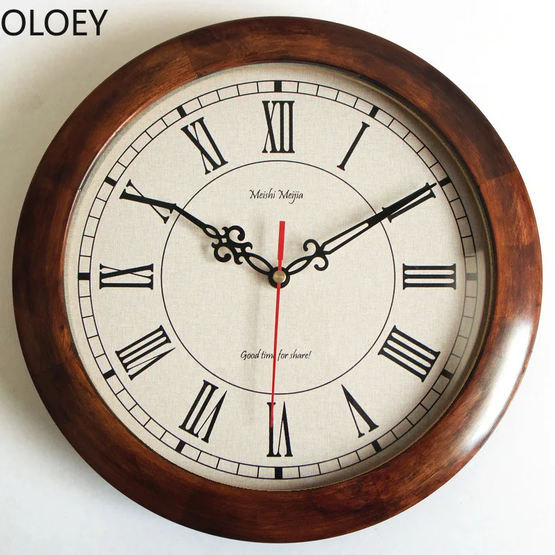 

Japanese Retro Wall Clock Vintage Wood Luxury Clock Mechanism Wall Watches Home Decor Large Bedroom Silent Living Room Clocks