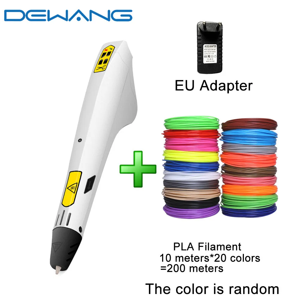 DEWANG 3d волшебная ручка для детей Lapiz 3d волшебная ручка DIY креативные 3d ручки гаджет рождественские подарки на день рождения с нитью PLA ABS - Цвет: 3d pen PLA 200M EU