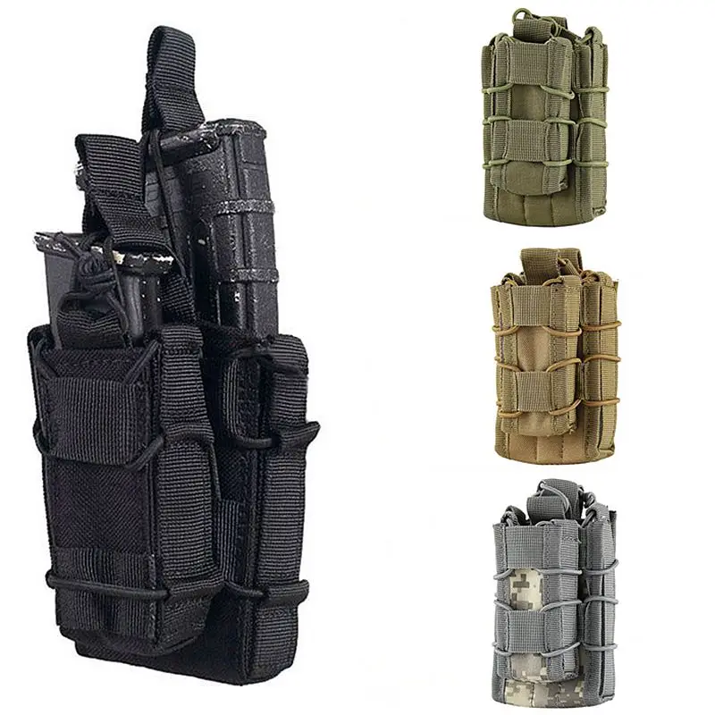 US Tactical Molle Open Top Magazine Pouch Double Rifle Pistol Mag Holder Bag