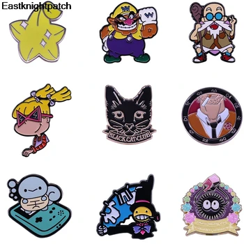

12pcs/lot E1971 Funny Game Anime Character Badge Brooches Enamel Pins Cartoon Cat Jewelry Bag Hat Denim Pin Accessories Gift