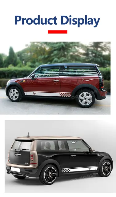 For MINI Cooper Clubman F54 R55 One S JCW Accessories 2 Pcs Car Door Side  Stripes Sticker Checkered Skirt Body Graphics Decal : Buy Online at Best  Price in KSA - Souq