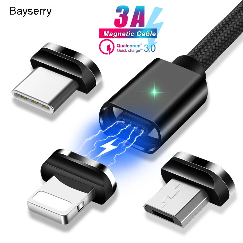 Магнитное зарядное устройство BaySerry Micro USB кабель для iPhone 11 Samsung S20 Xiaomi Быстрая