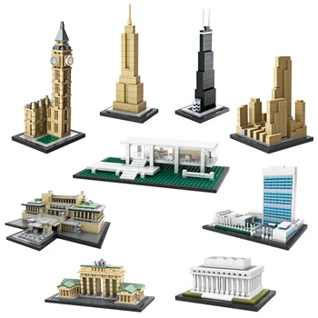 

MINI Famous Buildings Blocks Assemble Plastic Educational DIY Toy Model Christmas Birthday Gift For Children Compatible Gifts