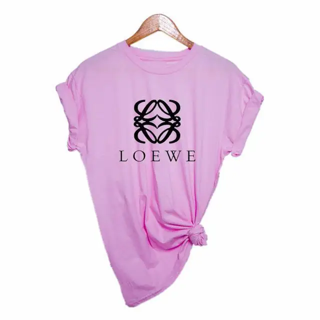 Pink-H Новинка, Harajuku, LOEWE, брендовые, с принтом, женские футболки, повседневные, летние, короткий рукав, женская футболка, женская одежда - Цвет: Pink-H