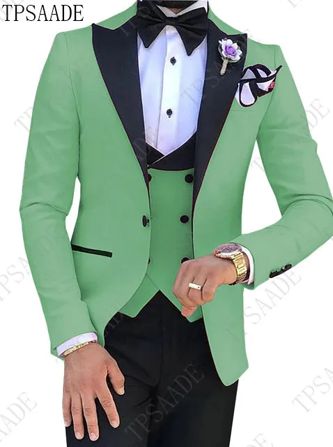Suit 7 TPSAADE, известный бренд, мужские костюмы для свадьбы, жениха размера плюс 5XL, 3 предмета(пиджак+ жилет+ брюки), приталенный повседневный мужской костюм-смокинг - Цвет: Suit 7