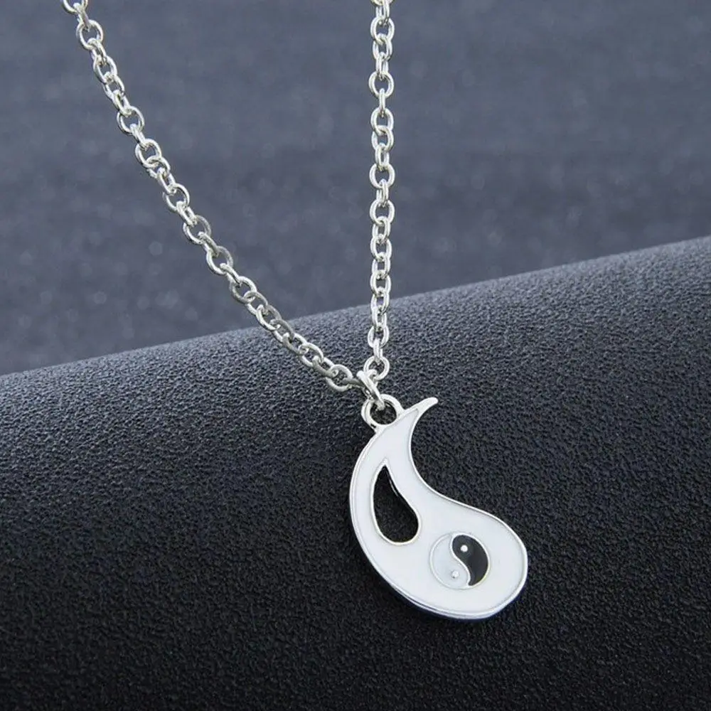 2Pcs/Set Unisex Gold Sliver Alloy Yin Yang Pendant Puzzle Piece Necklace Birthday Jewelry Gifts For Couple Or Best Friends