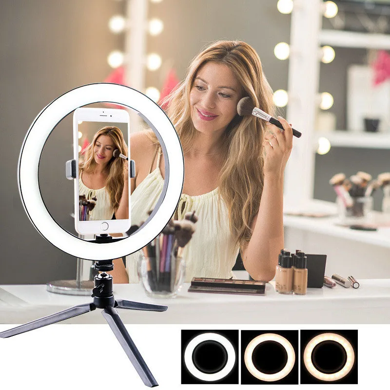 

Photography LED Ring Light 16/20/26cm 2700k-6500k Dimmable Ring Lamp For Makeup Video Live Studio With Phone Holder Tripod