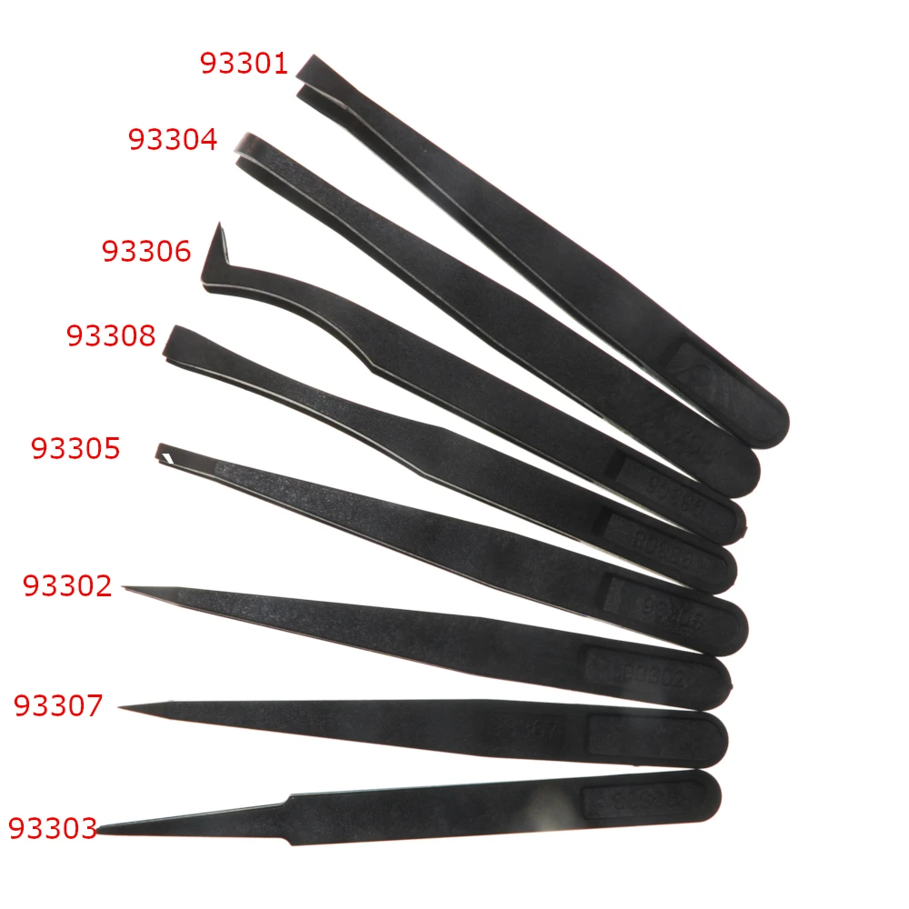 Anti-Static Plastic Tweezers ESD Curved Straight Forceps Electronic PCB Repair Hand Tools Tweezers 8pcs/Set