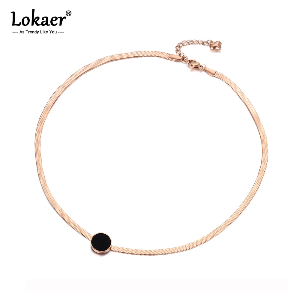 Цепочка змейка Lokaer из нержавеющей стали тонкое ожерелье цвета розового золота с